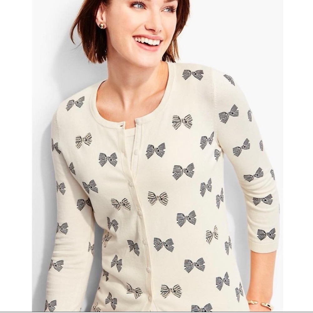 TALBOTS | beaded bow cardigan